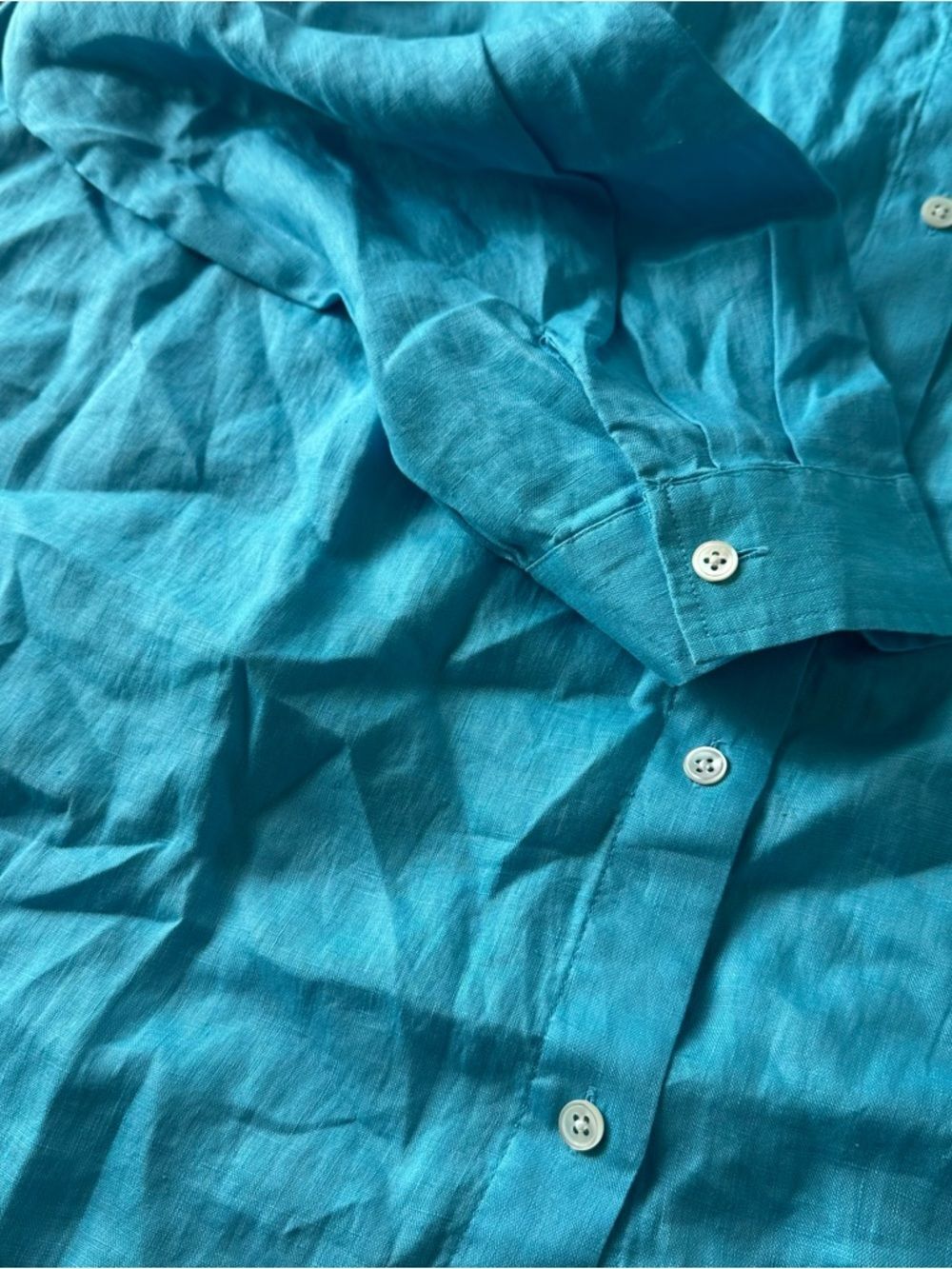J. Jill Aqua Blue Turquoise Long-Sleeve Linen Button-Down Shirt Women's 3XL NWT - Picture 8 of 10